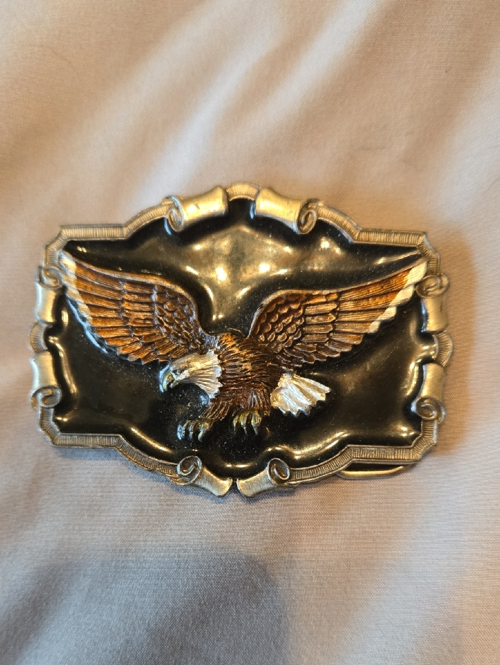 1983 Eagle Accent Men's Belt Buckle - Black and Brown